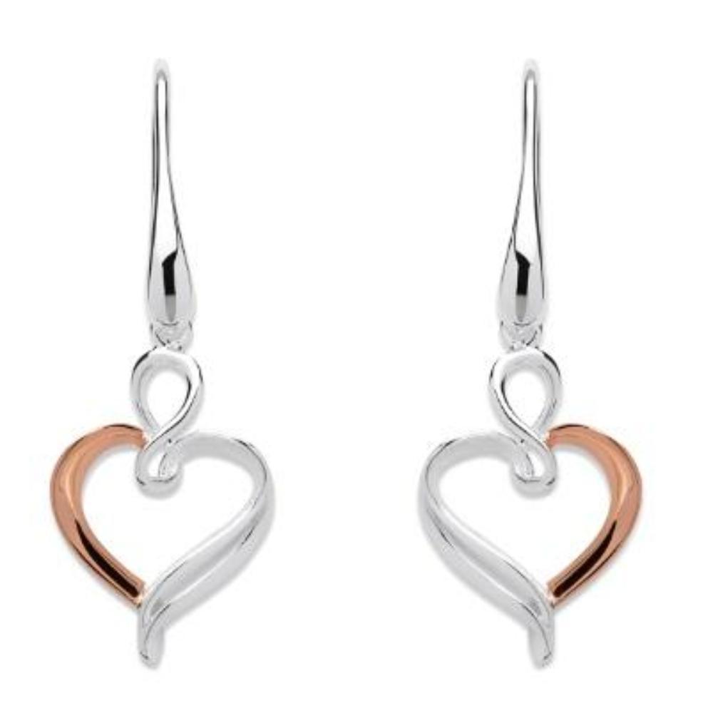 Silver and rose gold wire heart hook earrings Earrings Unique   