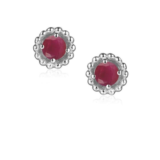 Ruby Silver Birthstone Earrings - July Earrings Amore   