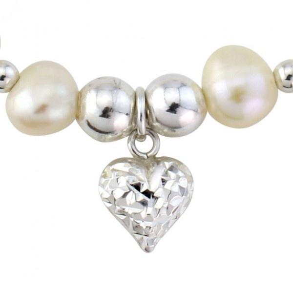 Silver and white pearl heart bracelet Bracelet Trink   