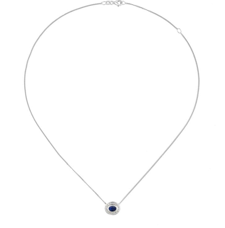 Silver Apollo Blue Sapphire Necklace Pendant Amore
