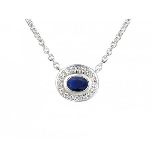Silver Apollo Blue Sapphire Necklace Pendant Amore