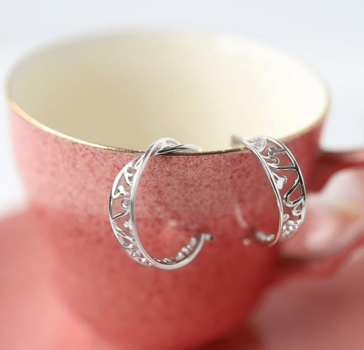 Silver blossom flourish large hoop earrings Earrings Kit Heath