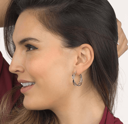 Silver blossom flourish large hoop earrings Earrings Kit Heath