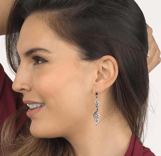 Silver blossom flourish twist drop earrings Earrings Kit Heath