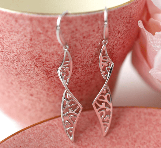 Silver blossom flourish twist drop earrings Earrings Kit Heath