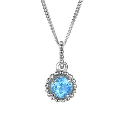 Blue Topaz Silver Pendant Dec Birthstone Pendant Amore   