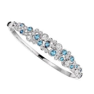 Silver blue topaz cz bubble bangle Bangle Amore