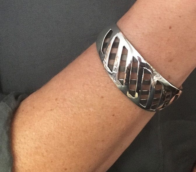 Silver Chequered Cuff Bangle Bangles Cavendish French