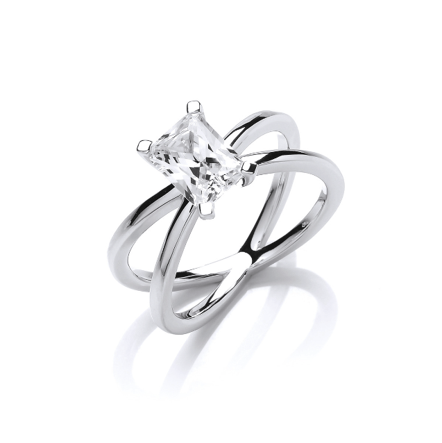 Silver Crowning Glory Emerald cut Ring Ring Cavendish French