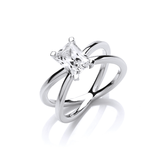 Silver Crowning Glory Emerald cut Ring Ring Cavendish French