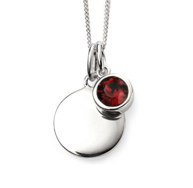Silver Crystal Birthstone Necklace With Engravable Disc - Select Month Pendant Rock Lobster Jewellery
