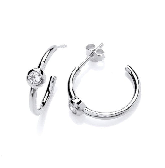 Silver & Cubic Ziirconia Hoop Earrings Earrings Cavendish French