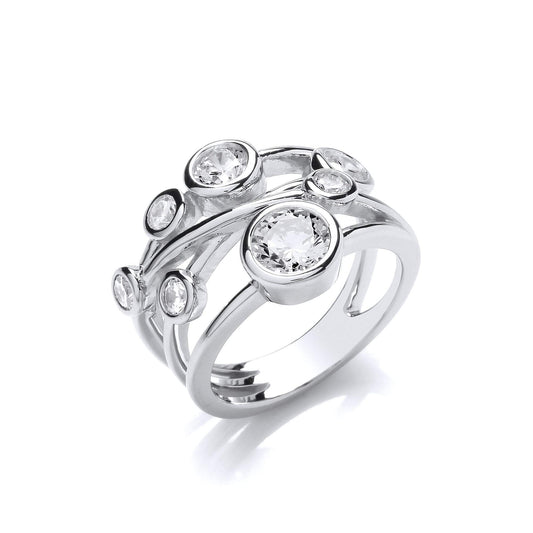 Silver cubic zirconia bubble strands ring Ring Cavendish French   