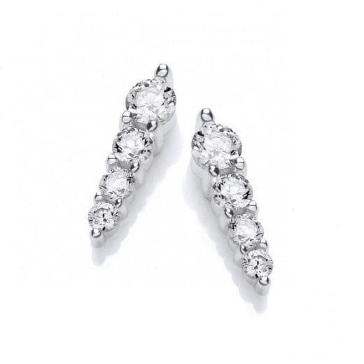 Silver cubic zirconia graduated stud earrings Earrings Cavendish French