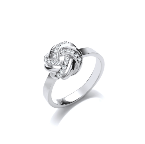 Silver & Cubic Zirconia Love Knot Ring Ring Cavendish French