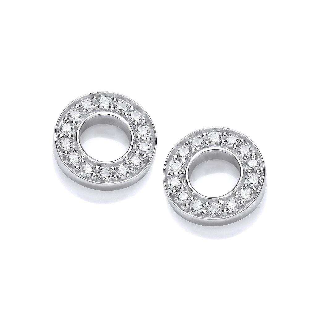 Silver cubic zirconia medium polo stud earrings Earrings Cavendish French   