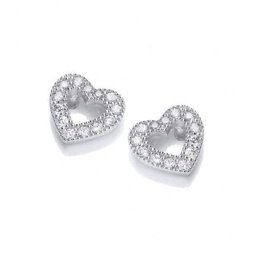 Silver cubic zirconia open heart studs Earrings Cavendish French