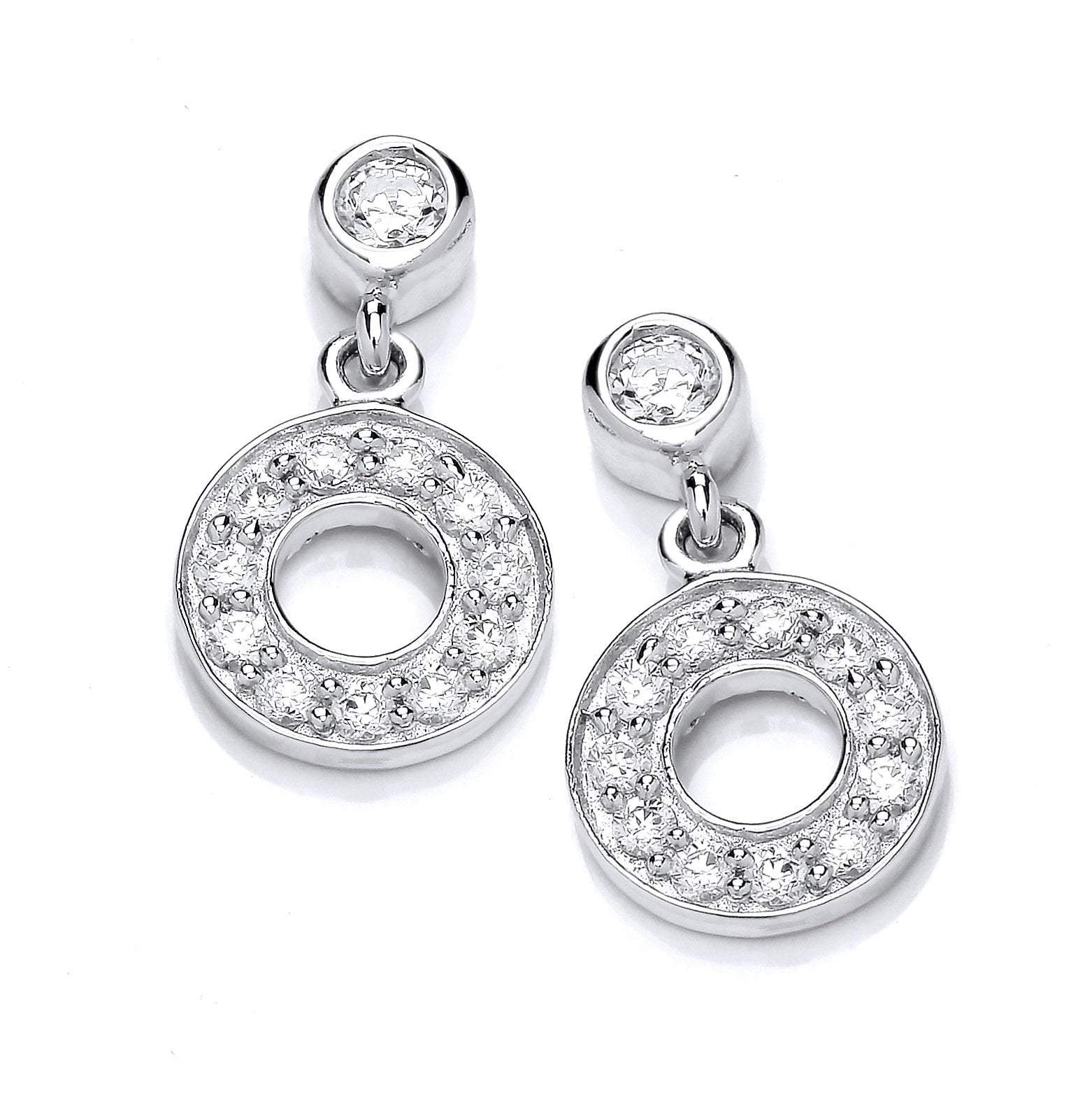 Silver cubic zirconia polo drop earrings Earrings Cavendish French   