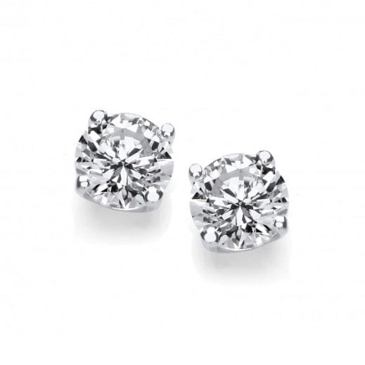 Silver Cubic zirconia round claw 4mm stud earrings Earrings Cavendish French
