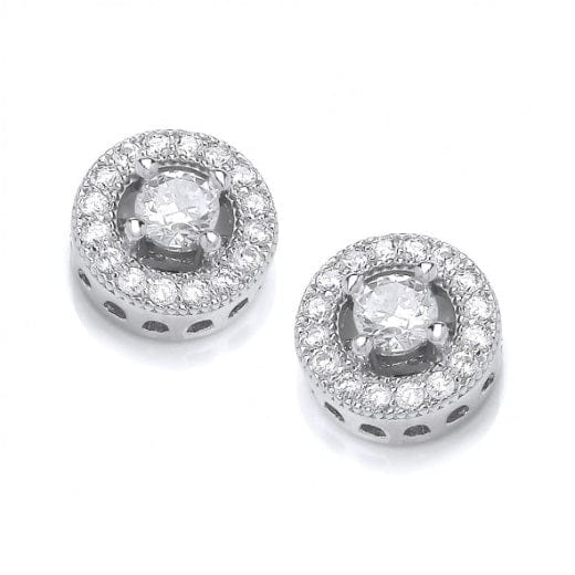 Silver cubic zirconia tiny round cluster studs Earrings Cavendish French