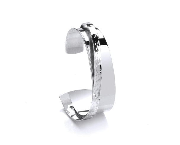 Silver Cuff Bangle with Hammered Band Detail Bangles Cavendish French