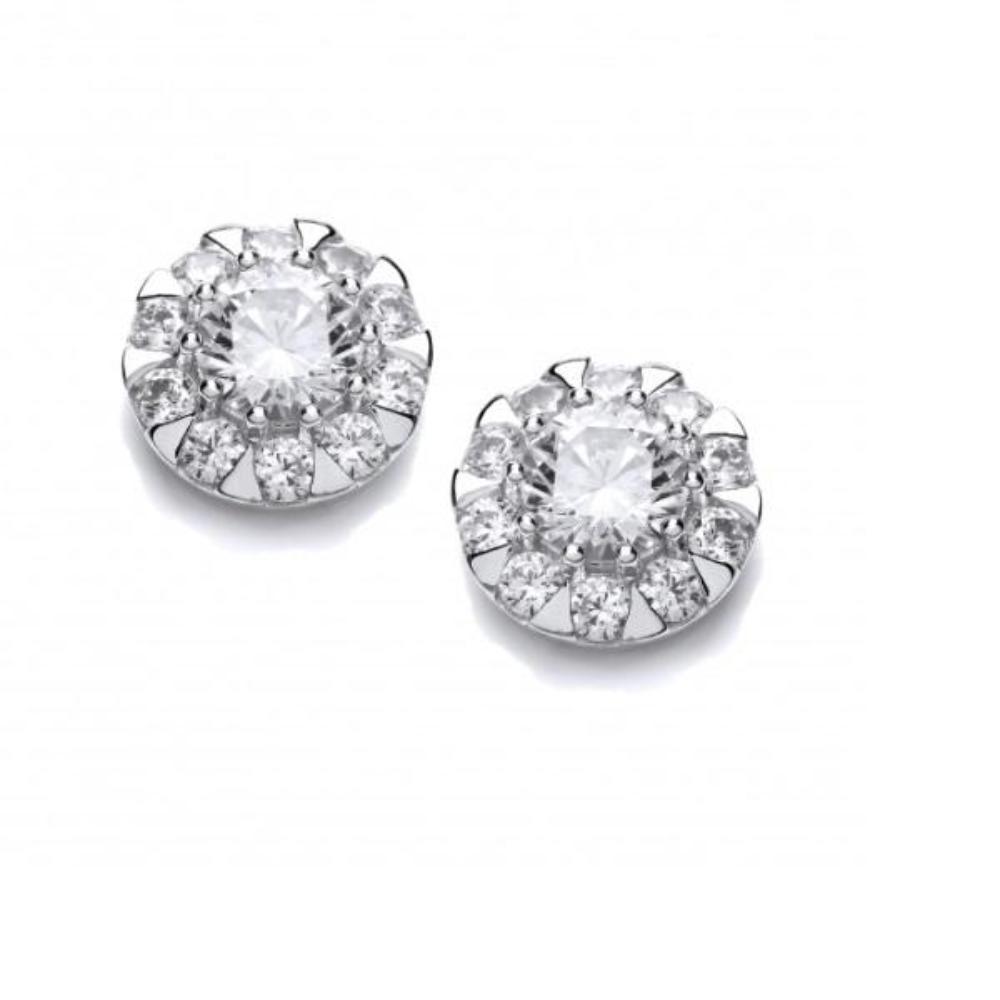 Silver CZ cluster stud earrings Earrings Cavendish French   