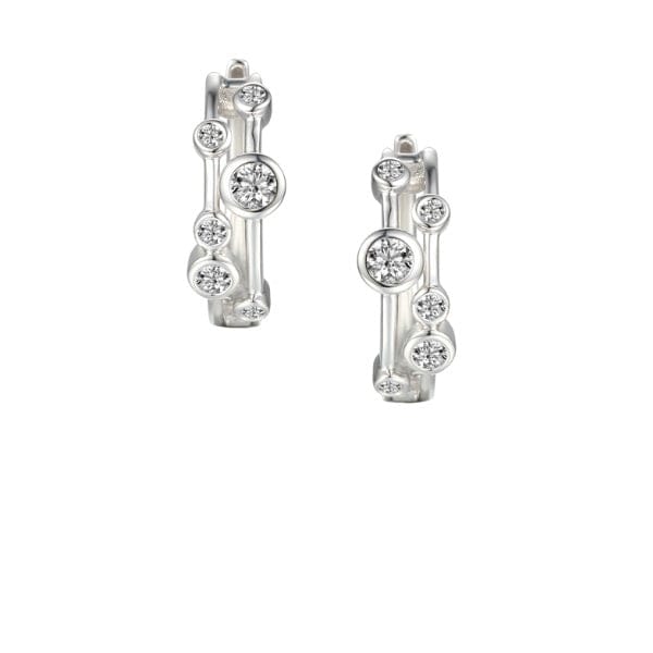 Silver CZ double bubble hoop earrings Earrings Amore