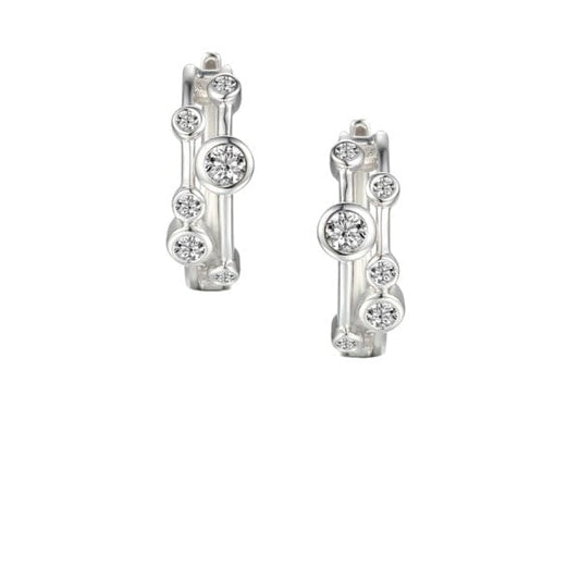 Silver CZ double bubble hoop earrings Earrings Amore