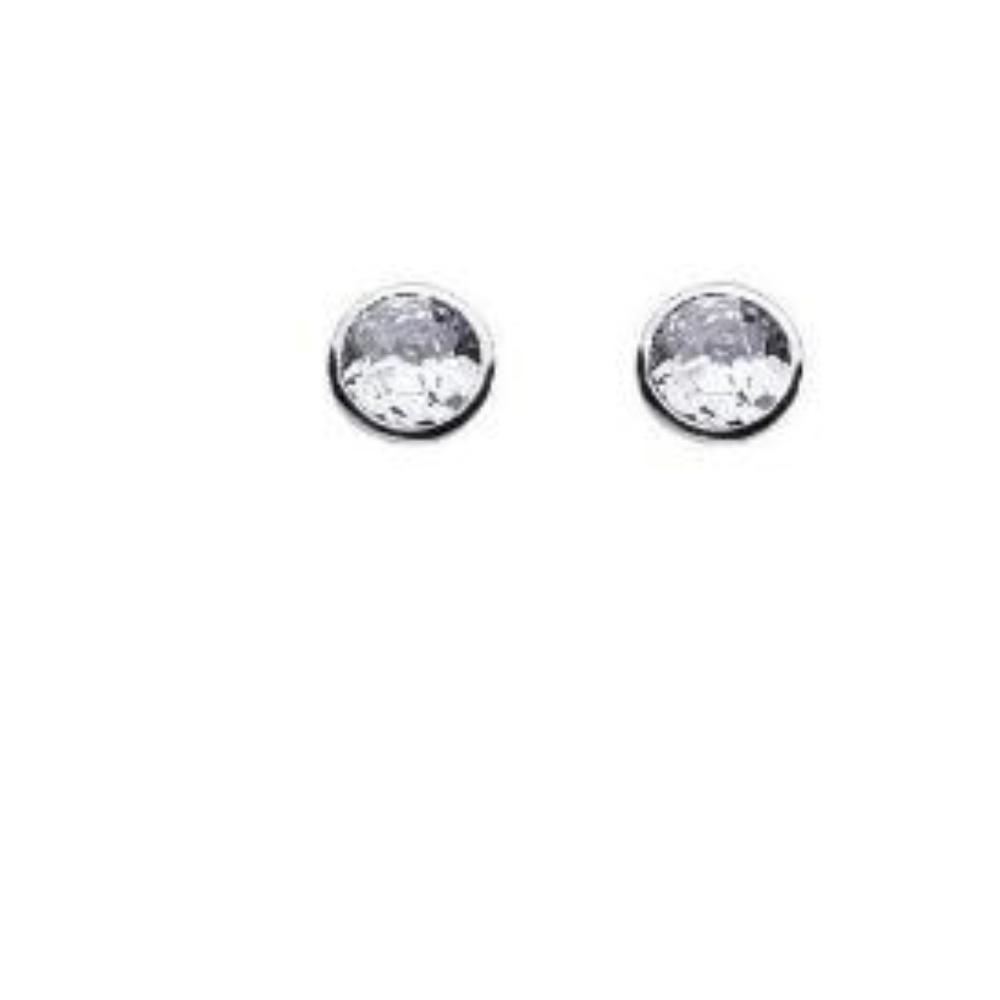 Silver CZ medium round studs Earrings Rock Lobster   