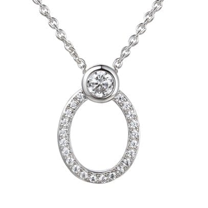 Silver CZ oval hoop pendant Pendant Amore