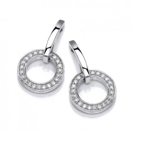 Silver CZ stemmed hoop drop earrings Earrings Cavendish French   