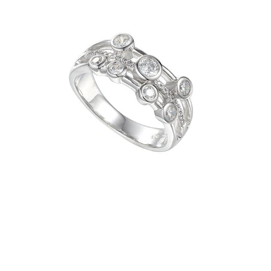 Silver CZ triple band bubble ring Ring Amore