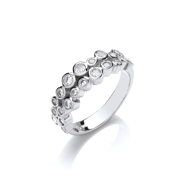 Silver Double Bubble Ring with Cubic Zirconia Ring Cavendish French