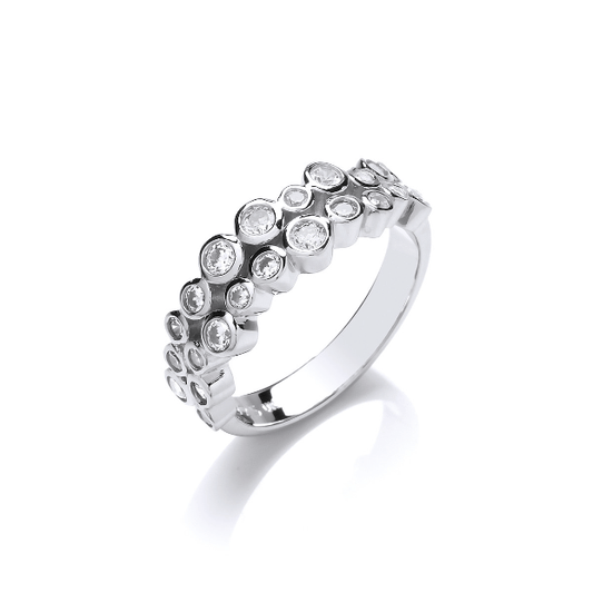Silver Double Bubble Ring with Cubic Zirconia Ring Cavendish French