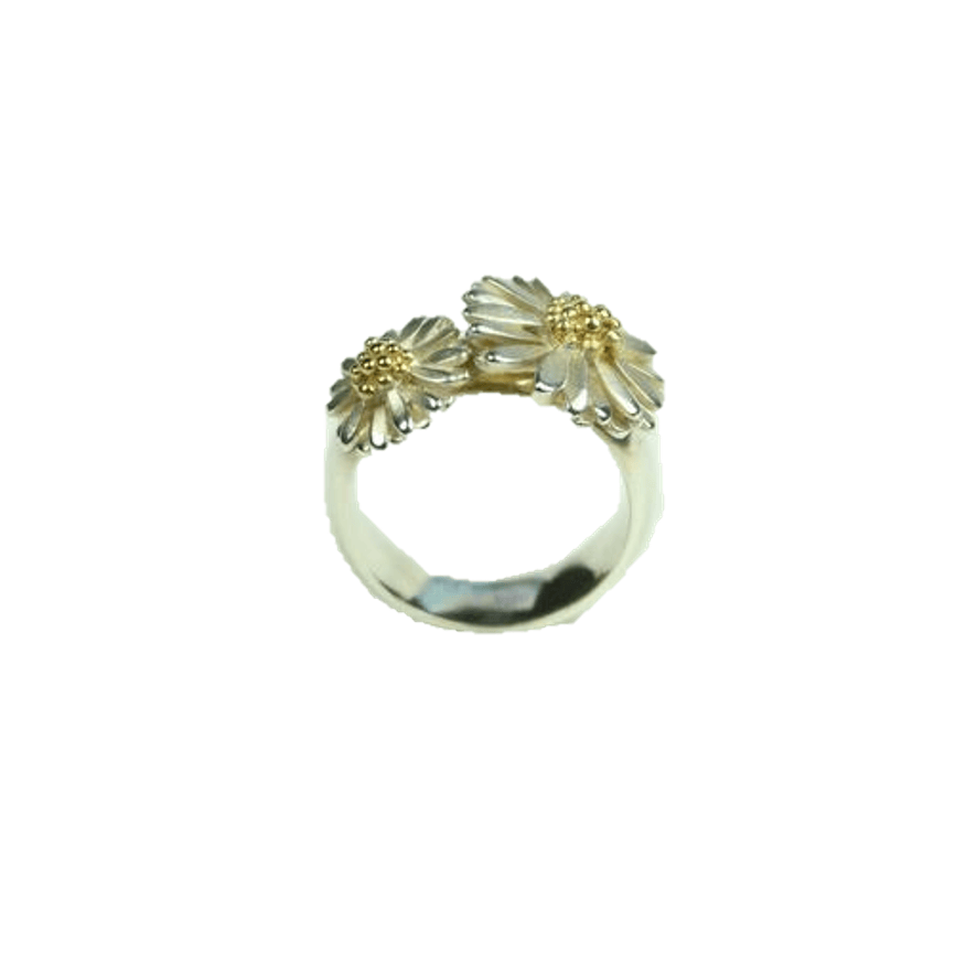 Silver double daisy ring Ring McMaster and Tingley