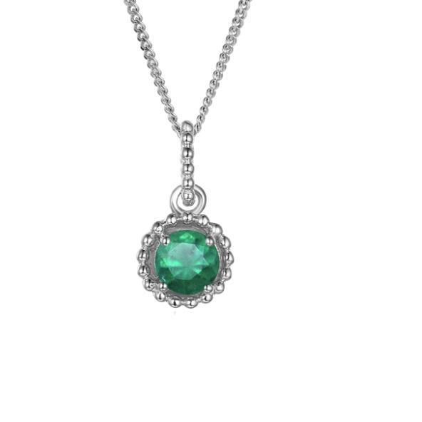 Emerald Silver Pendant- May birthstone Pendant Amore   