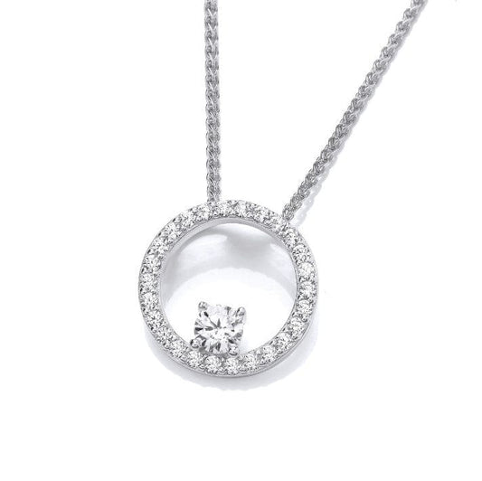 Silver Encircled Solitaire Pendant Pendant Cavendish French