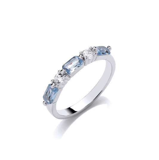 Silver Eternity style ring with Aquamarine Cubic Zirconia Ring Cavendish French