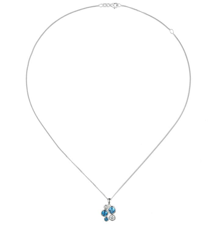 Silver Fantasia Symphony Blue Topaz Necklace Pendant Amore