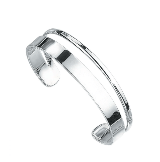 Silver Flat Torque Bangle with Cut Out Bangle Gecko