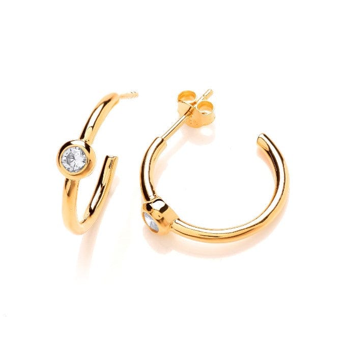 Silver, & Gold Vermeil Solitaire Hoop Earrings Earrings Cavendish French