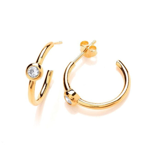 Silver, & Gold Vermeil Solitaire Hoop Earrings Earrings Cavendish French