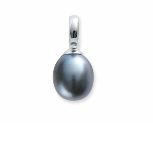 Silver grey freshwater 9mm pearl pendant with chain Pendant Alraune   