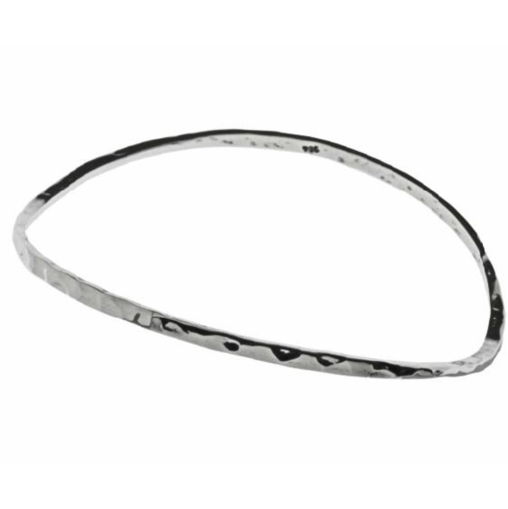 Silver hammered wavy bangle Bangle Tianguis Jackson   