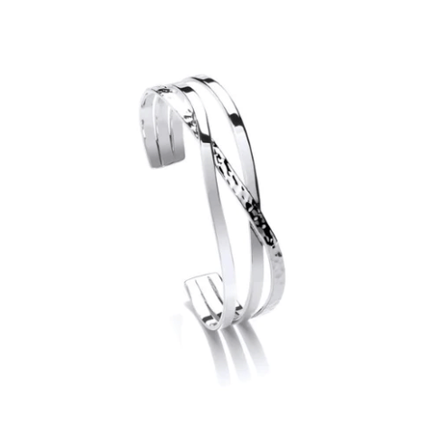 Silver hammered woven intertwined bangle Bangle Cavendish French