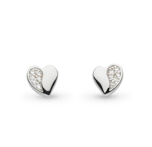 Silver Miniature Sparkle Sweet Heart Pavé Stud Earrings Earrings Kit Heath