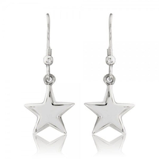 Silver puff star hook earrings Earrings Trink