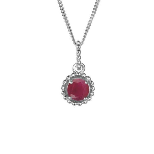 Ruby Silver Pendant July Birthstone Pendant Amore   