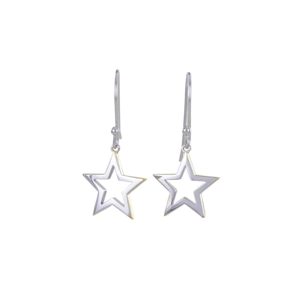 Silver shadow star hook earrings Earrings Reeves & Reeves