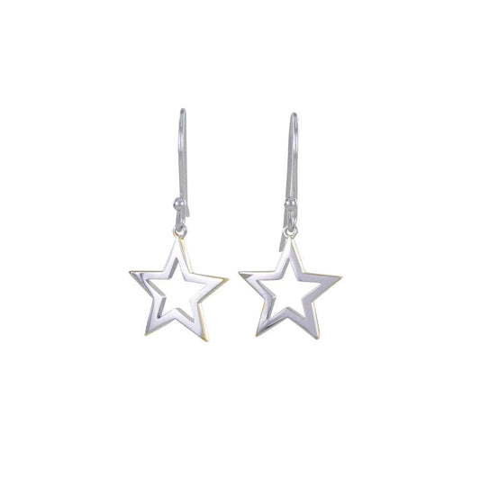 Silver shadow star hook earrings Earrings Reeves & Reeves